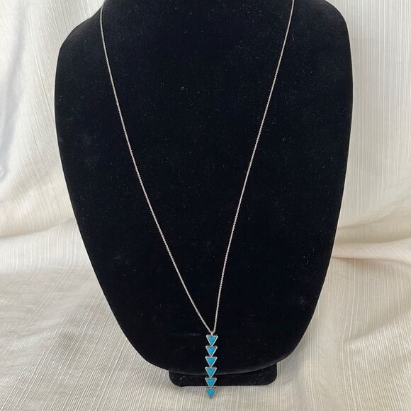 Silver-Tone Chain Necklace with Turquoise Inspired Arrow Pendant - Picture 1 of 4